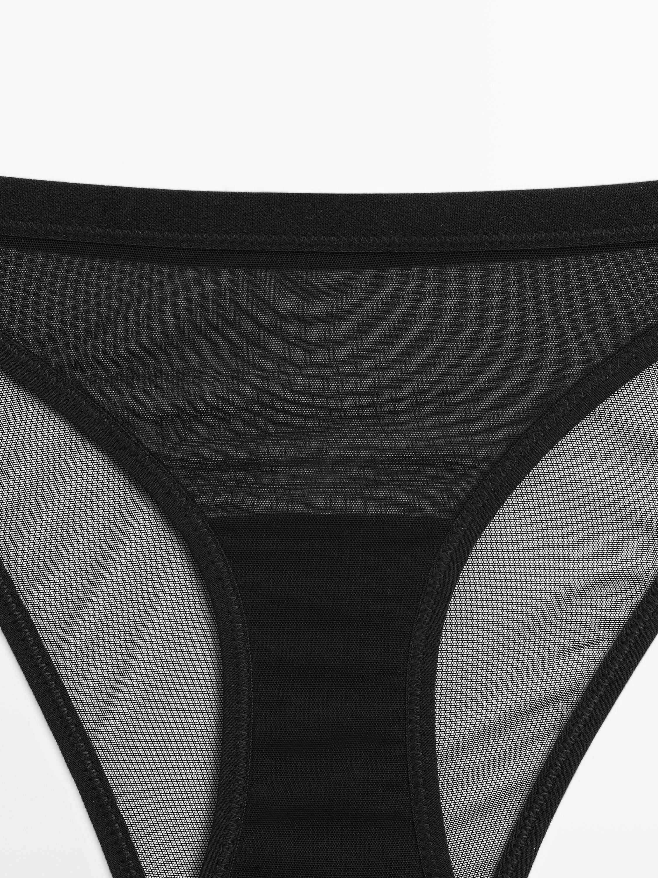 Semi-sheer mesh briefs